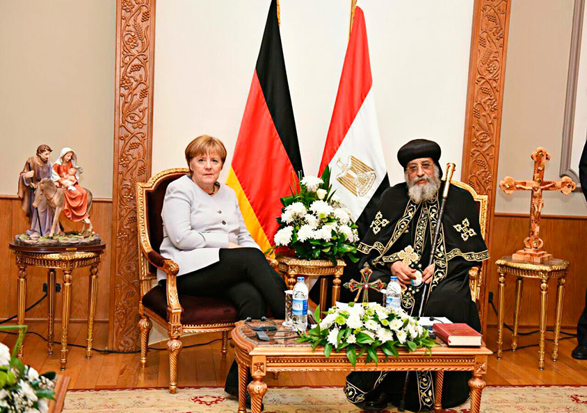 Besuch der Ex-Kanzlerin Angela Merkel bei Papst Tawadros II